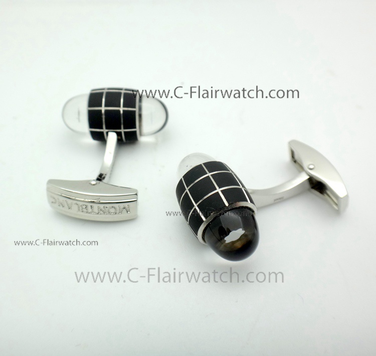 Replica Mont Blanc Urban Walker Black Rubber Cufflinks